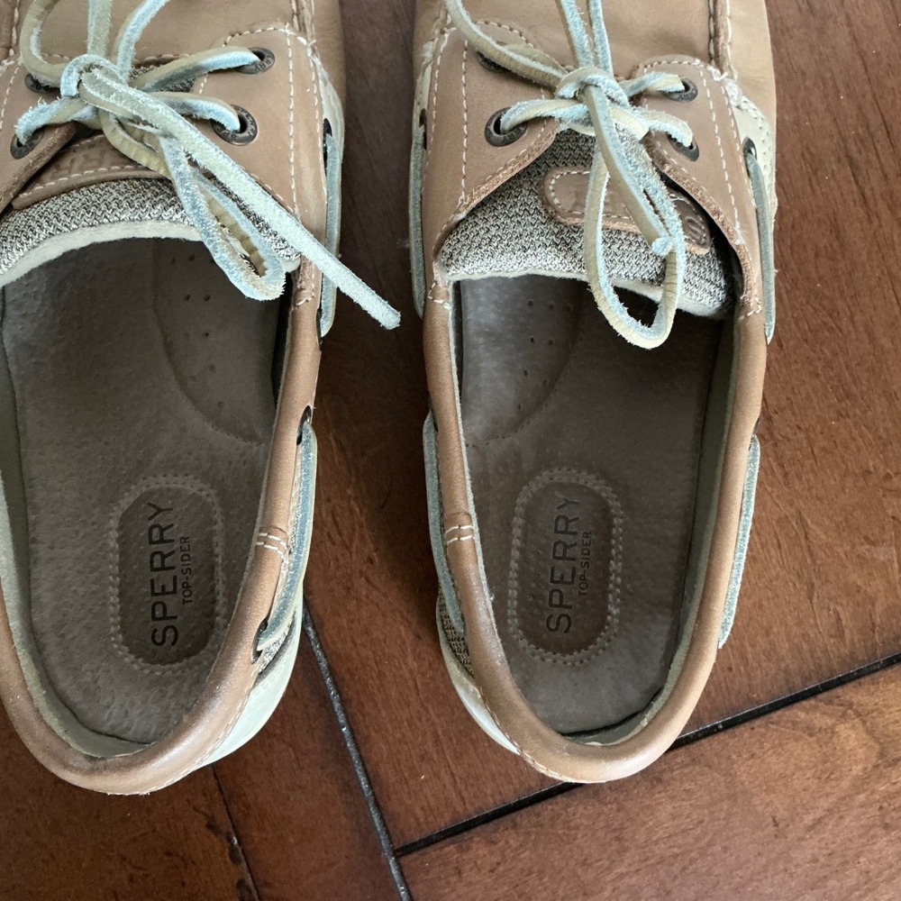 Sperry Top Sider Women's Boat Shoes Tan Leather Mesh Size 10M - Picture 6 of 7